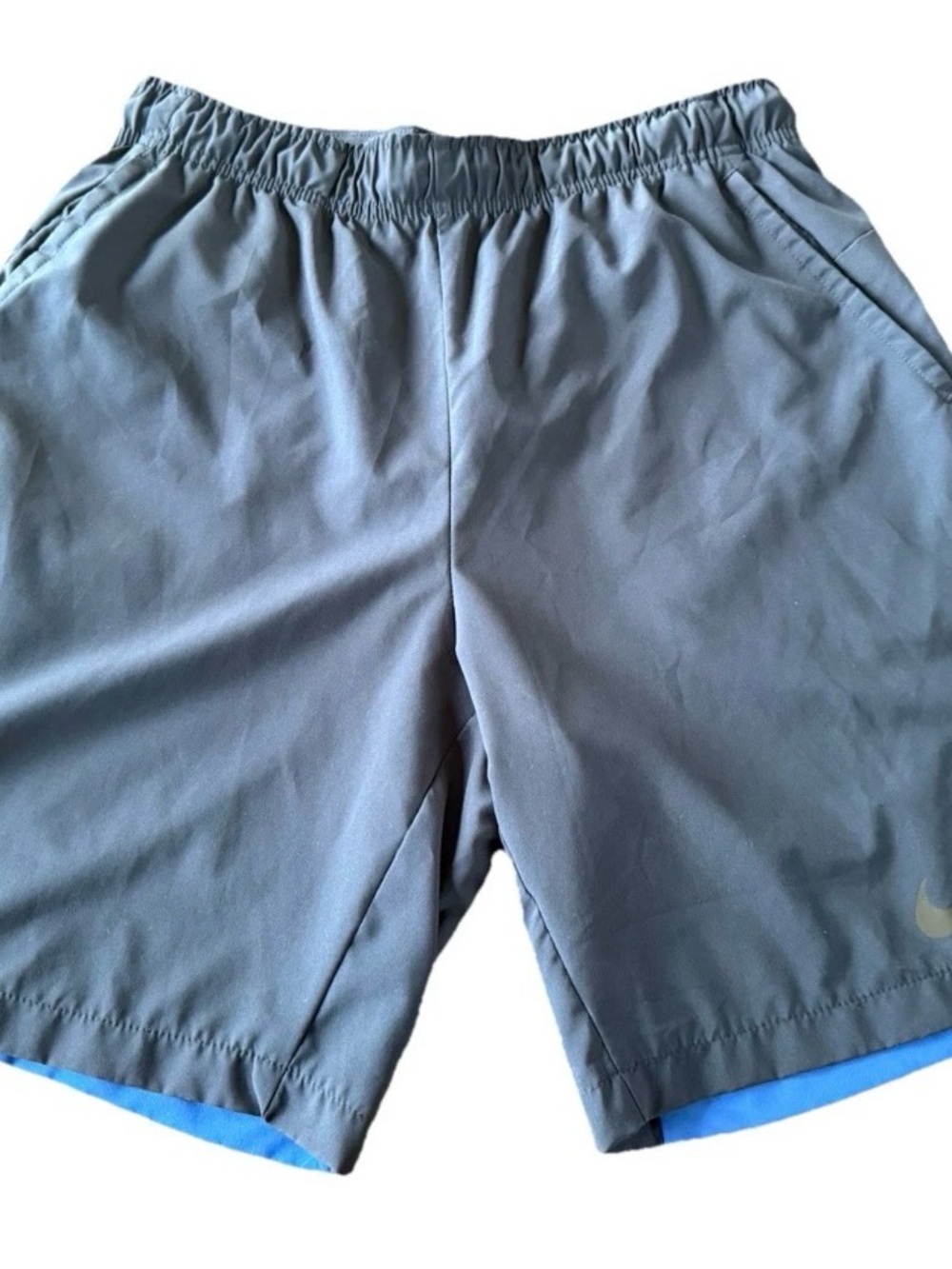 Nike Men Dri-FIT Woven Training Shorts Royal Navy Blue Drawstring M Basketball